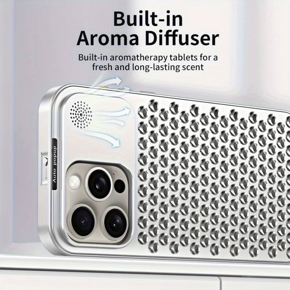 Coque iPhone 15 Pro Max - Aluminium Look Mac Pro avec aromathérapie et dissipation thermique - Space Grey