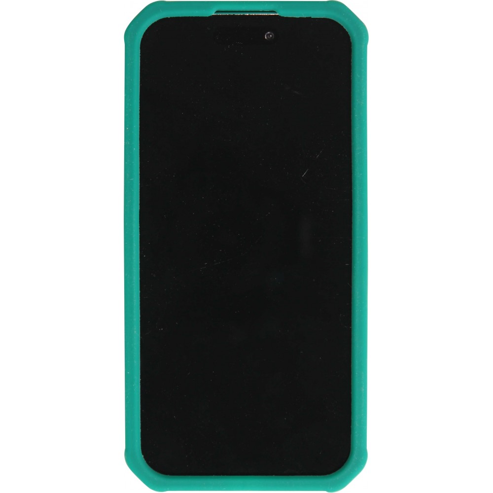 Coque iPhone 15 Pro Max - Case épais en silicone avec des trous pour les stickers à fixer - Vert foncé
