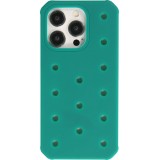 Coque iPhone 15 Pro Max - Case épais en silicone avec des trous pour les stickers à fixer - Vert foncé