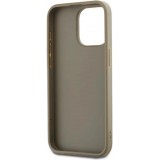 Coque iPhone 15 Pro Max - DKNY avec bracelet d&eacute;tachable et logo dor&eacute; - Beige