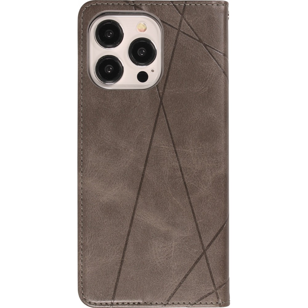Coque iPhone 15 Pro Max - Flip Géometrique - Gris