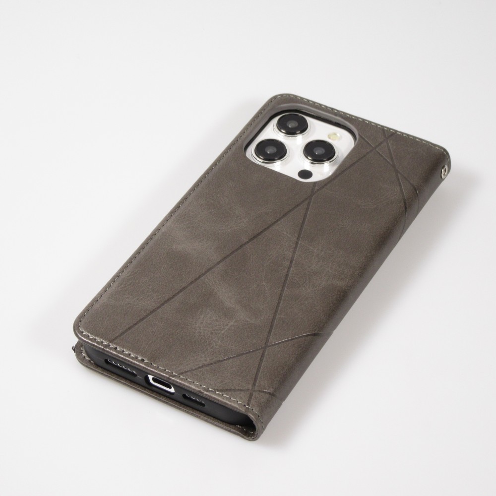 Coque iPhone 15 Pro Max - Flip Géometrique - Gris