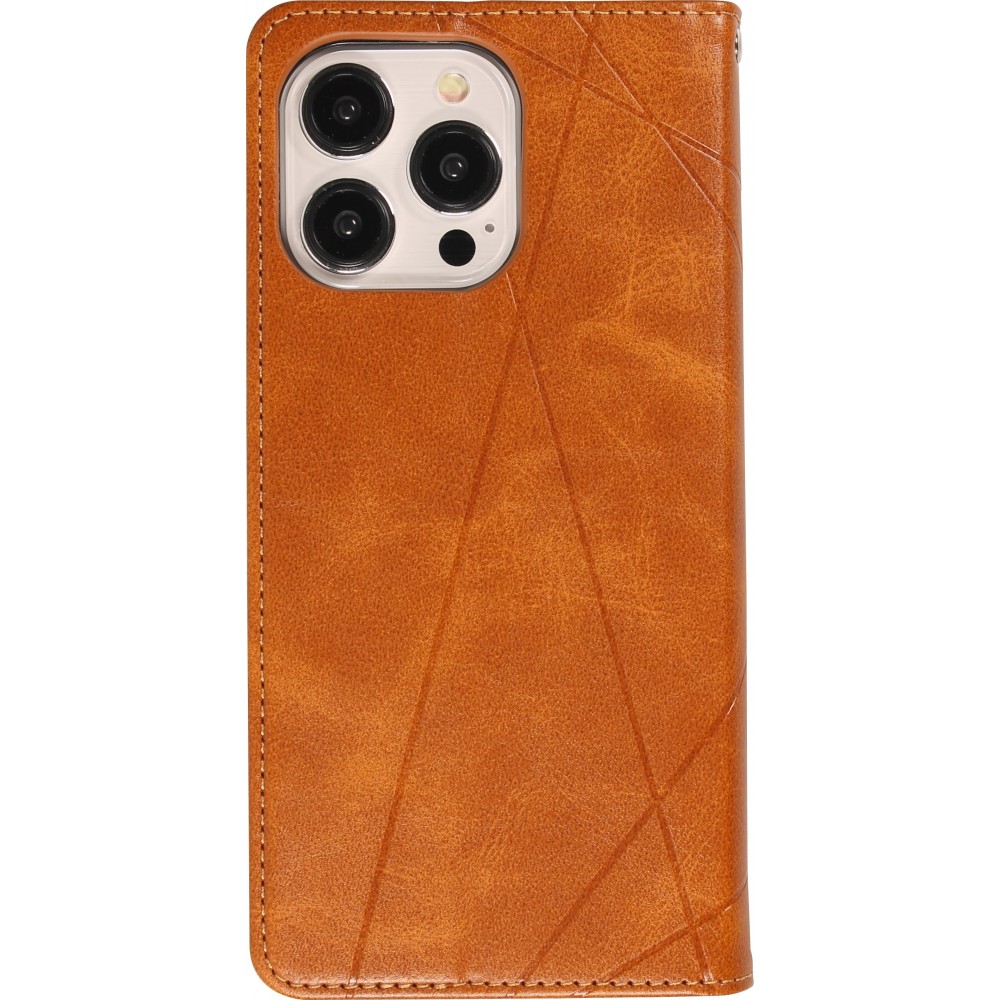 Coque iPhone 16e - Flip Géometrique brun clair