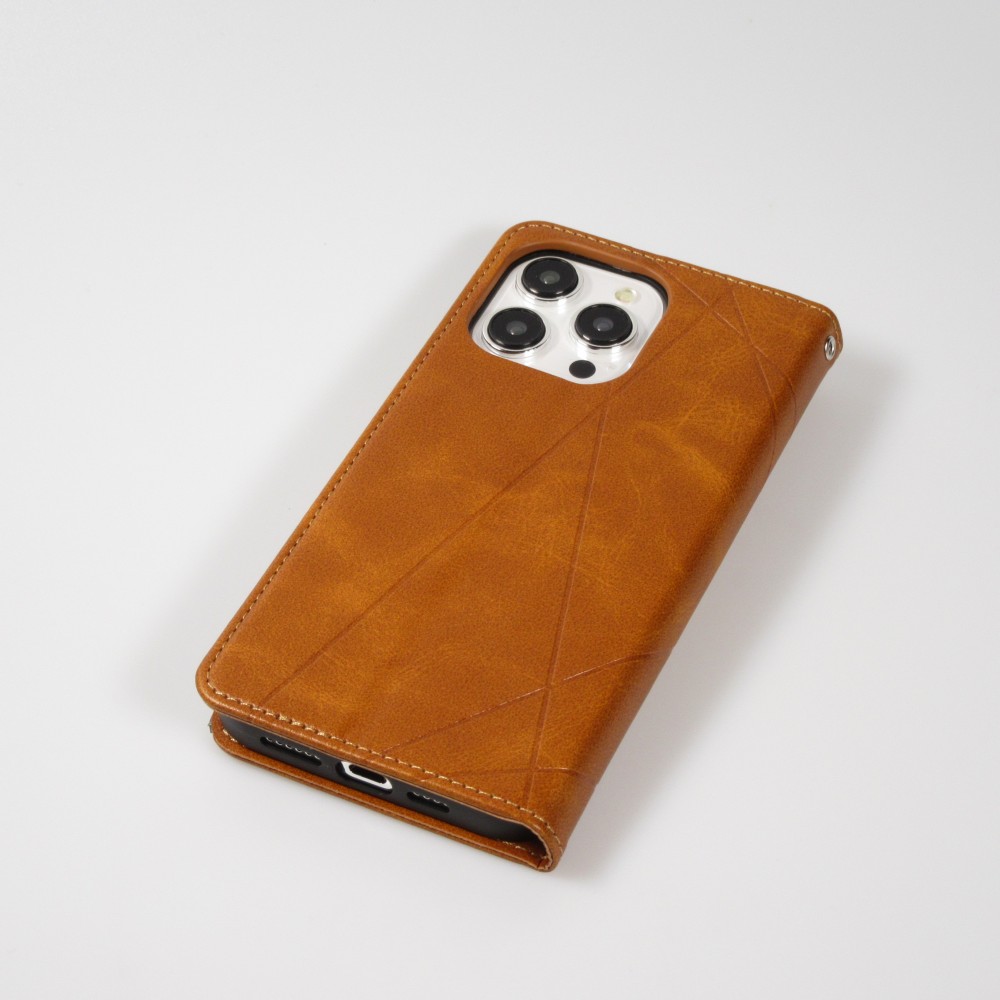 Coque iPhone 16e - Flip Géometrique brun clair