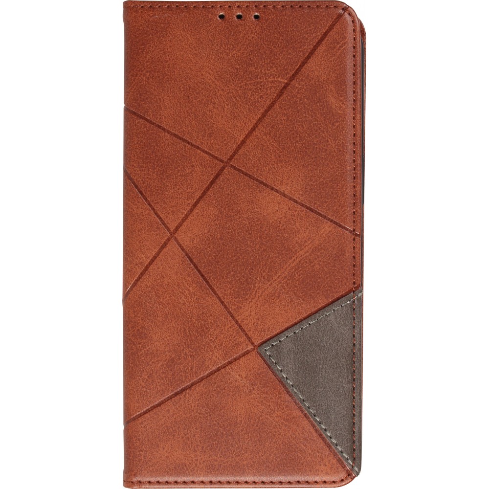 Coque iPhone 16e - Flip Géometrique brun foncé
