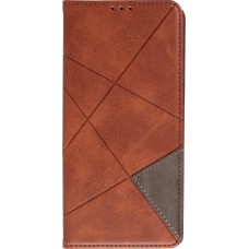 Coque iPhone 16e - Flip Géometrique brun foncé