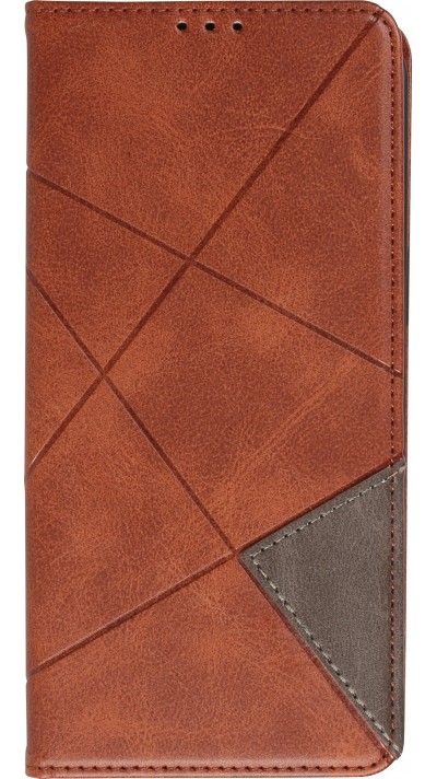 Hülle iPhone 16e - Flip Geometrisch dunkel- Braun