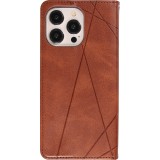 Coque iPhone 16e - Flip Géometrique brun foncé
