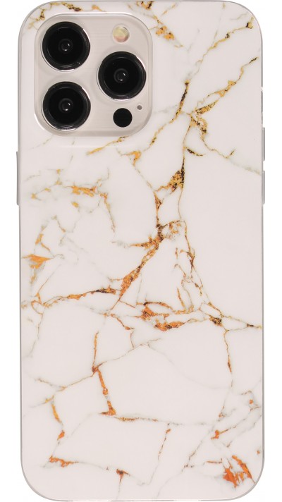 Coque iPhone 15 Pro Max - Gel Glossy Marbre - Blanc