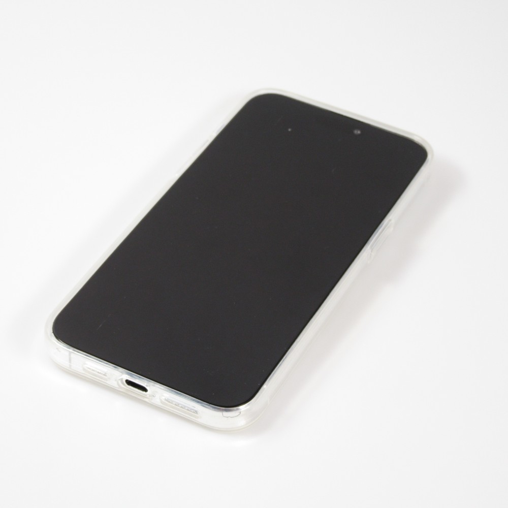 Coque iPhone 15 Pro - Gel Glossy Marbre - Blanc