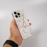 Coque iPhone 15 Pro - Gel Glossy Marbre - Blanc
