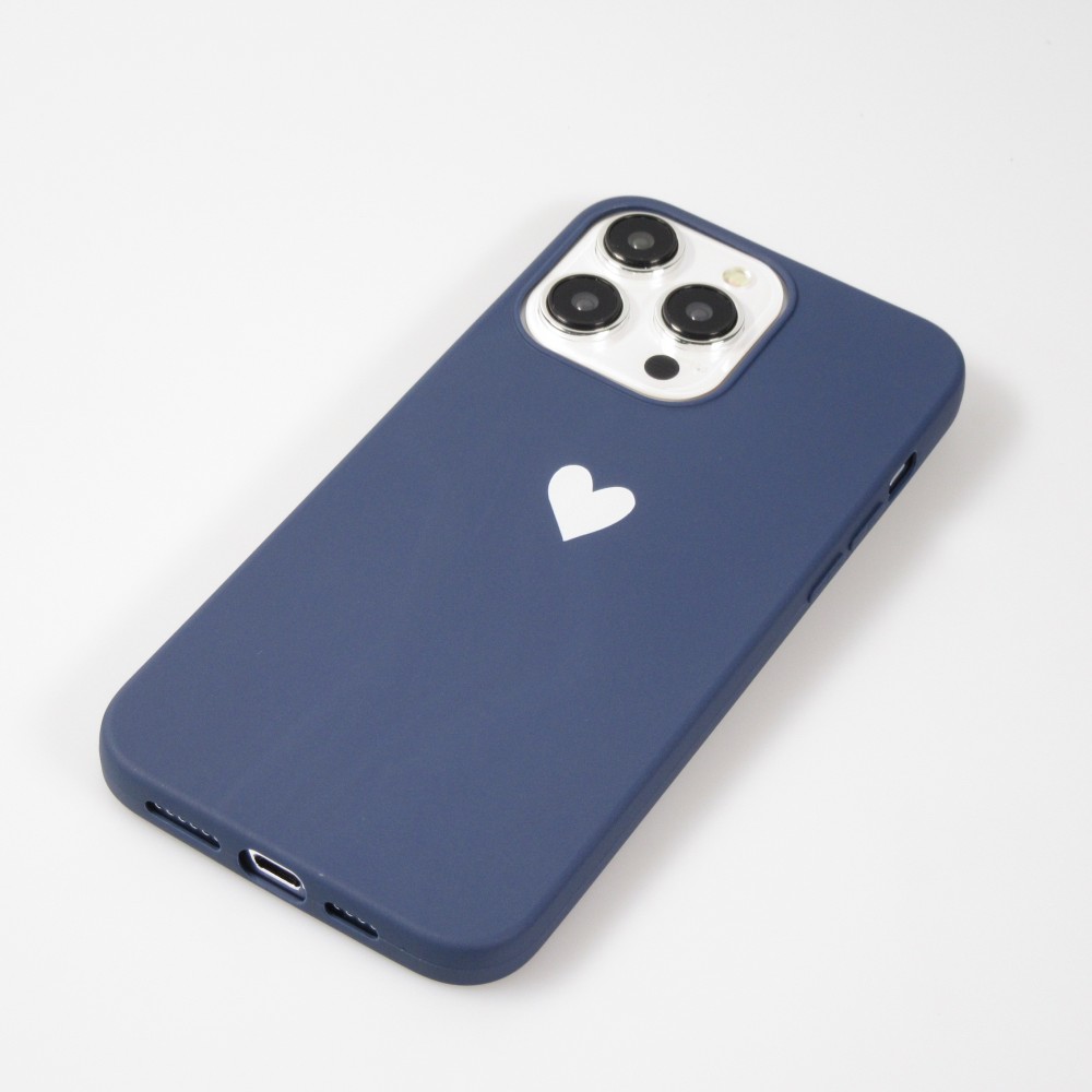 Coque iPhone 15 Pro Max - Gel coeur - Bleu