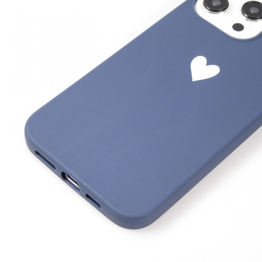 Coque iPhone 15 Pro Max - Gel coeur - Bleu