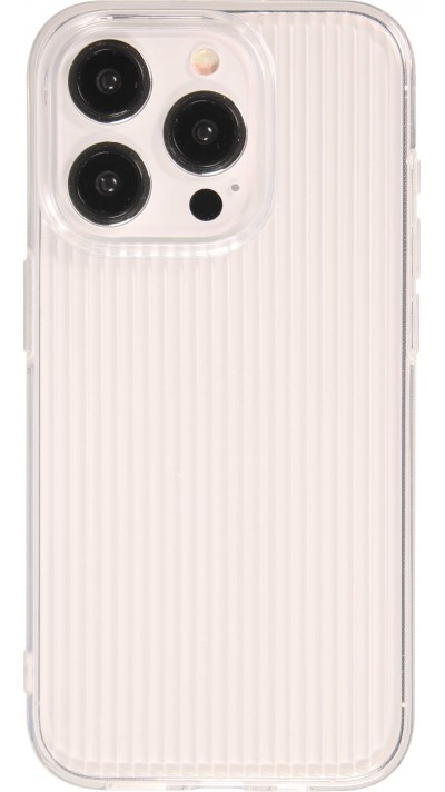 iPhone 15 Pro Max Case Hülle - Glänzendes Silikongel mit strukturierten Linien - Transparent