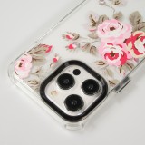 Coque iPhone 15 Pro Max - Gel silicone rigide avec coins renforcés rose florissante - Transparent