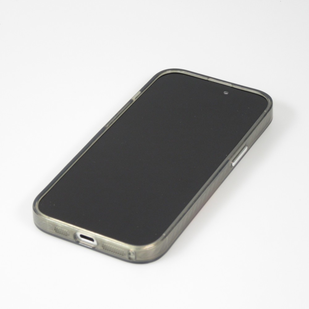 Coque iPhone 15 Pro - Gel silicone vintage video cassette E-240 - Gris