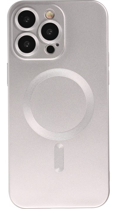 Coque iPhone 15 Pro - Gel souple avec vitre de protection caméra MagSafe - Argent
