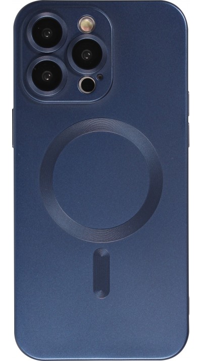 Coque iPhone 15 Pro Max - Gel souple avec vitre de protection caméra MagSafe - Bleu foncé