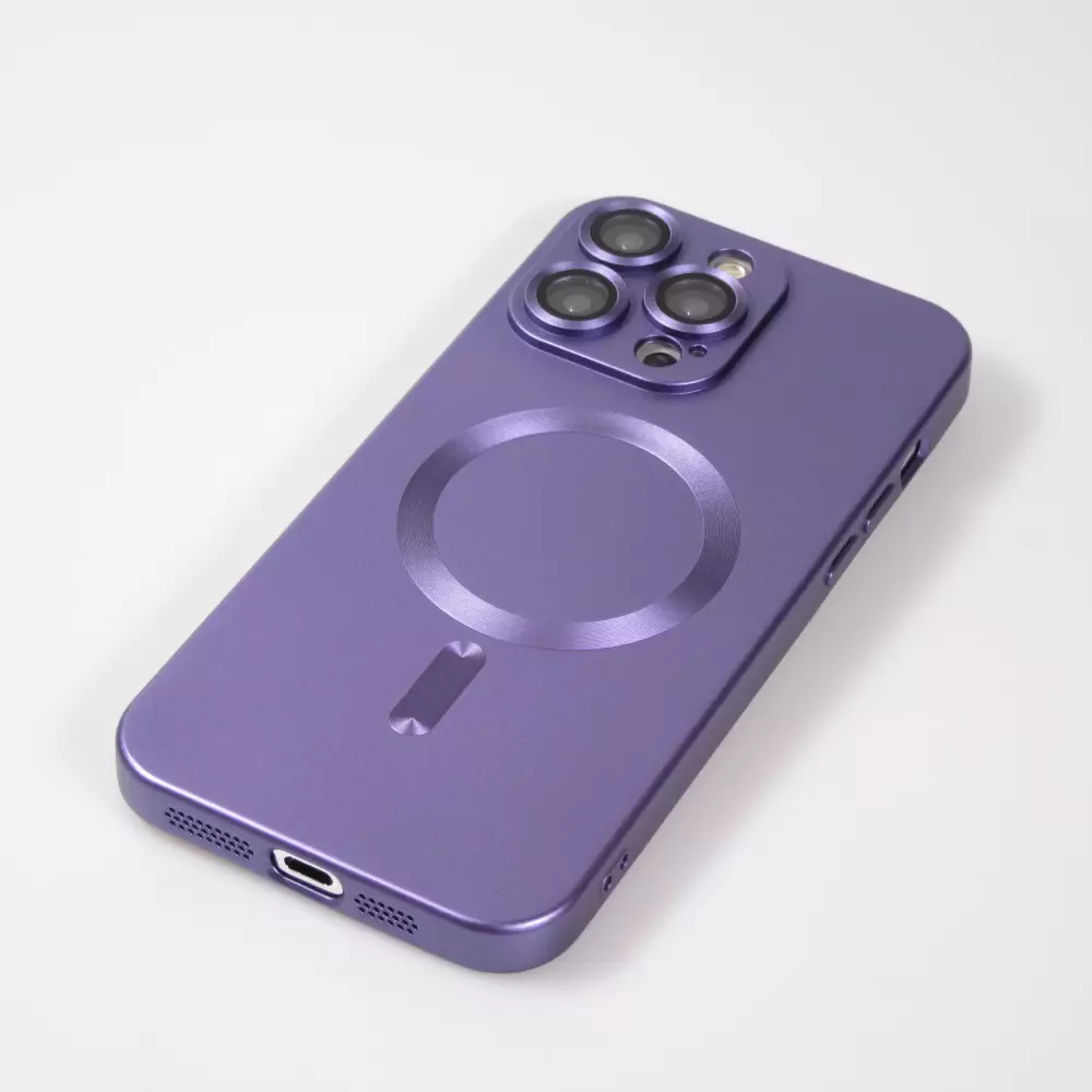 iPhone 16 Case Hülle - Gummi weich mit Kameraschutzglas MagSafe - Violett