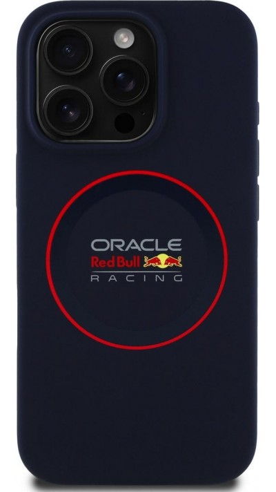 Coque iPhone 15 Pro Max - Red Bull Racing MagSafe en silicone avec anneau rouge - Bleu