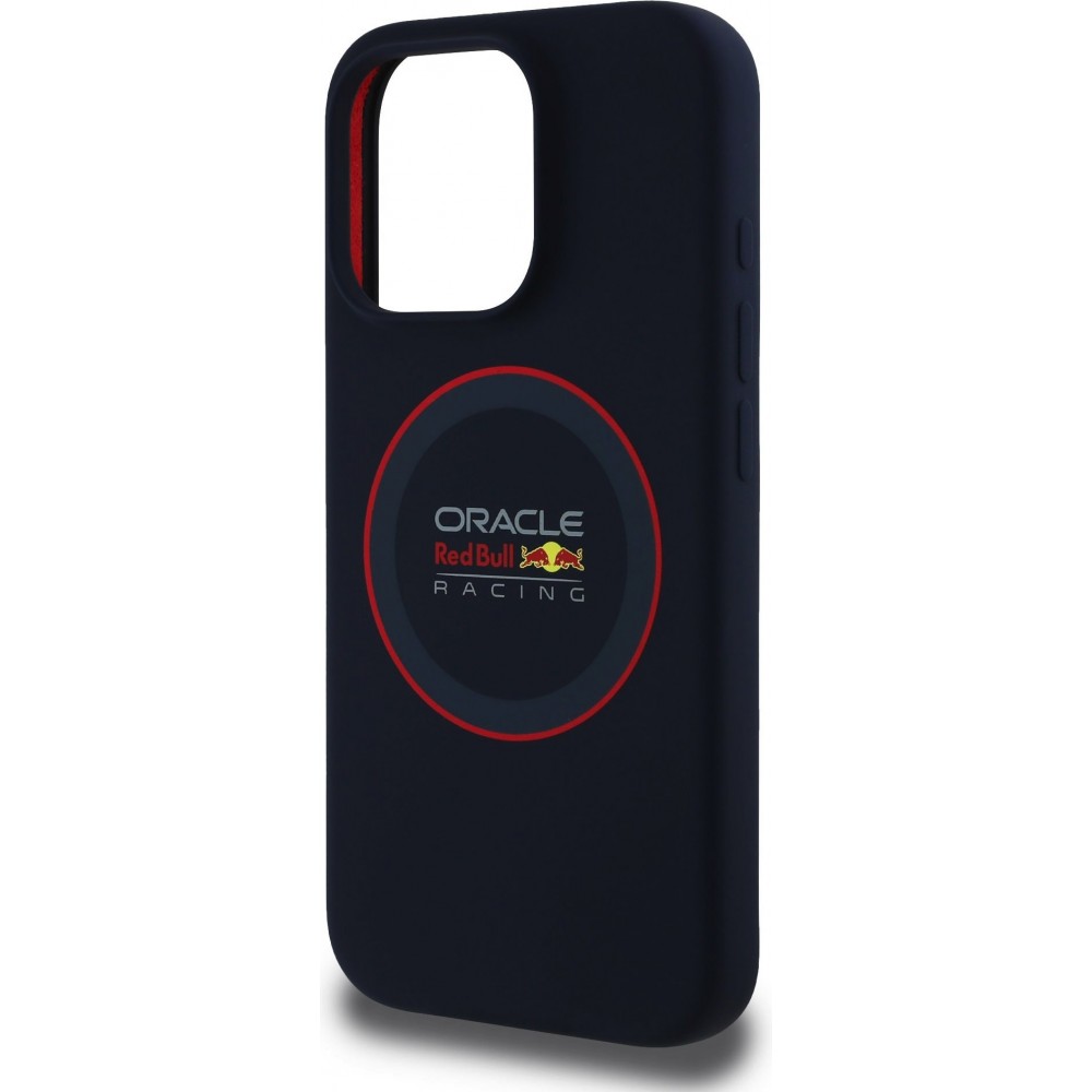 Coque iPhone 15 Pro Max - Red Bull Racing MagSafe en silicone avec anneau rouge - Bleu