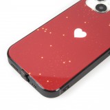 Coque iPhone 15 Pro Max - Silicone Glossy lumière LED intégrée avec port USB-C - Shiny Heart - Rouge
