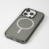 Coque iPhone 15 Pro Max - Silicone rigide avec dos paillettes et MagSafe - Noir