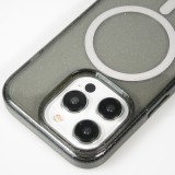Coque iPhone 15 Pro Max - Silicone rigide avec dos paillettes et MagSafe - Noir