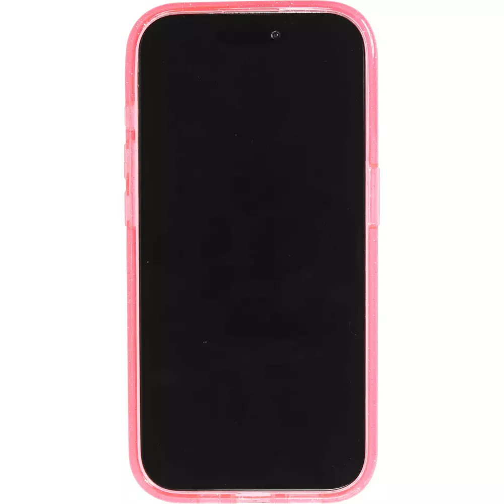 iPhone 15 Pro Max Case Hülle - Hartes Silikon mit Glitzer Rückseite und MagSafe - Rosa