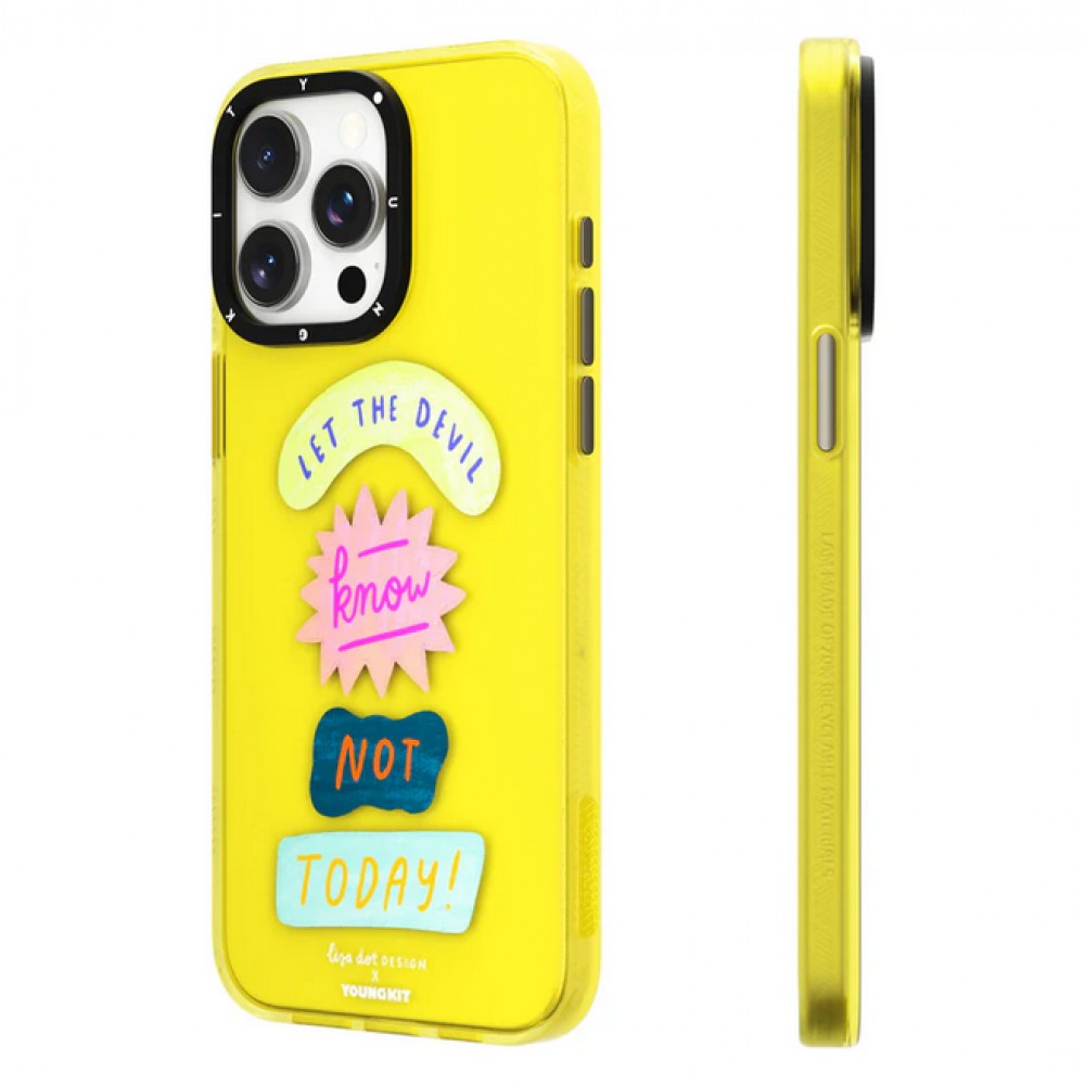Coque iPhone 15 Pro - Youngkit @LisadotDesign Positive Quotes Case Let the Devil know