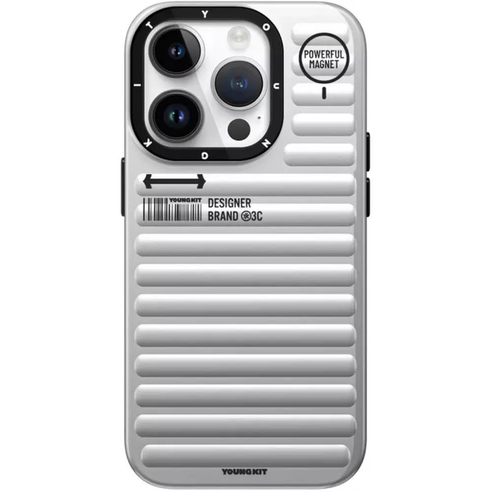 iPhone 15 Pro Max Case Hülle - Youngkit True Color Luggage-Inspired mit MagSafe - Silber