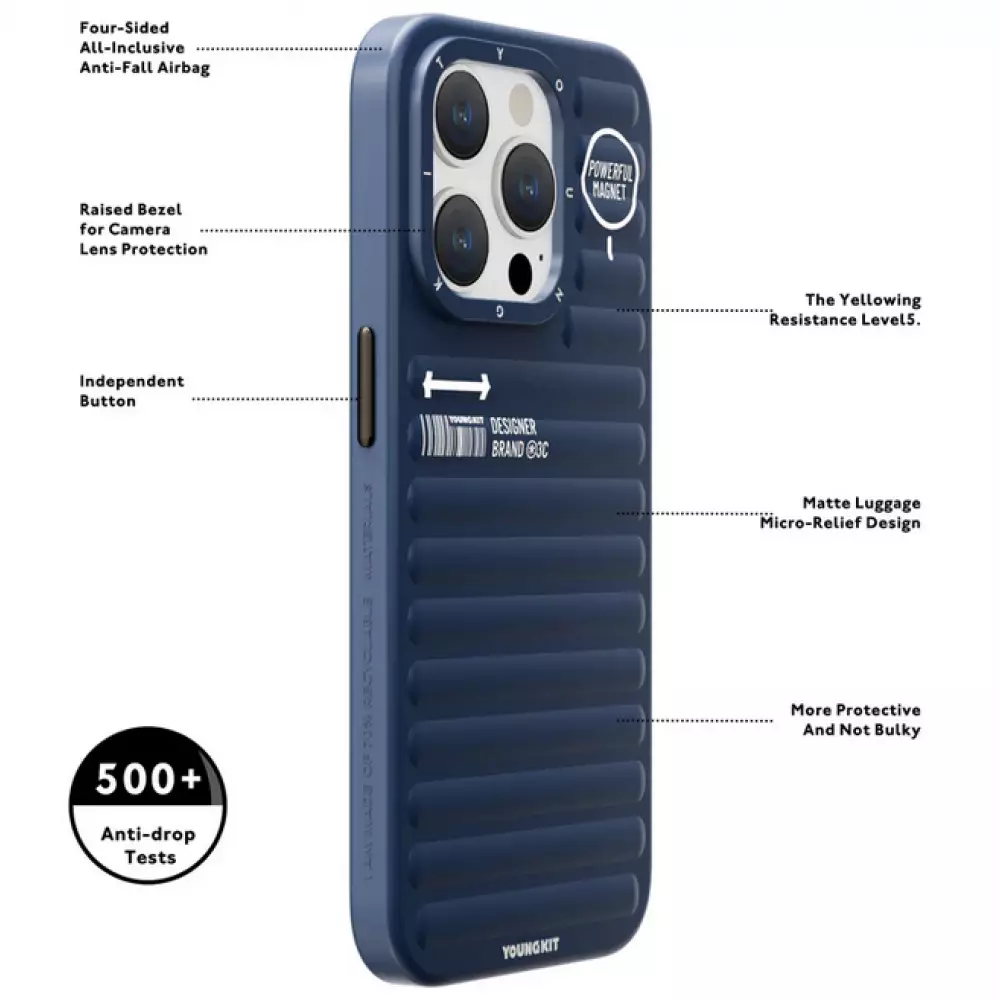 iPhone 15 Pro Max Case Hülle - Youngkit True Color Luggage-Inspired mit MagSafe - Silber