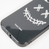 Coque iPhone 15 Pro - Silicone Glossy lumière LED intégrée avec port USB-C - Crazy Smile - Noir