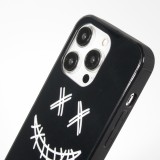 Coque iPhone 15 Pro - Silicone Glossy lumière LED intégrée avec port USB-C - Crazy Smile - Noir