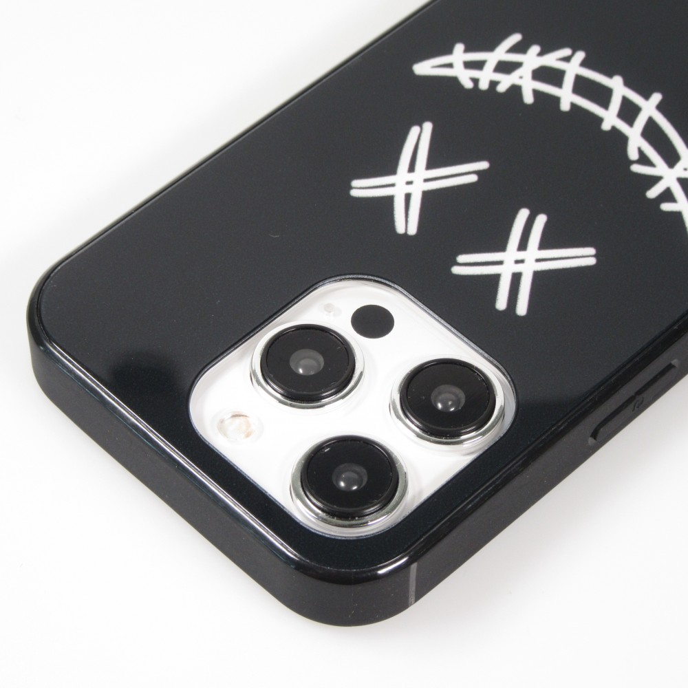 Coque iPhone 15 Pro - Silicone Glossy lumière LED intégrée avec port USB-C - Crazy Smile - Noir