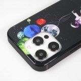 Coque iPhone 15 Pro - Silicone Glossy lumière LED intégrée avec port USB-C - Floating Astronaut - Noir