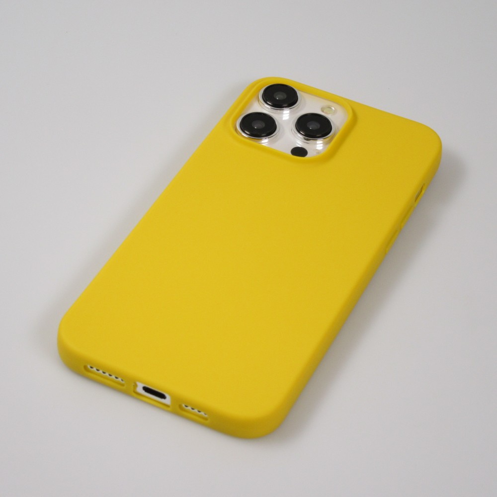Coque iPhone 15 Pro - Silicone Mat jaune