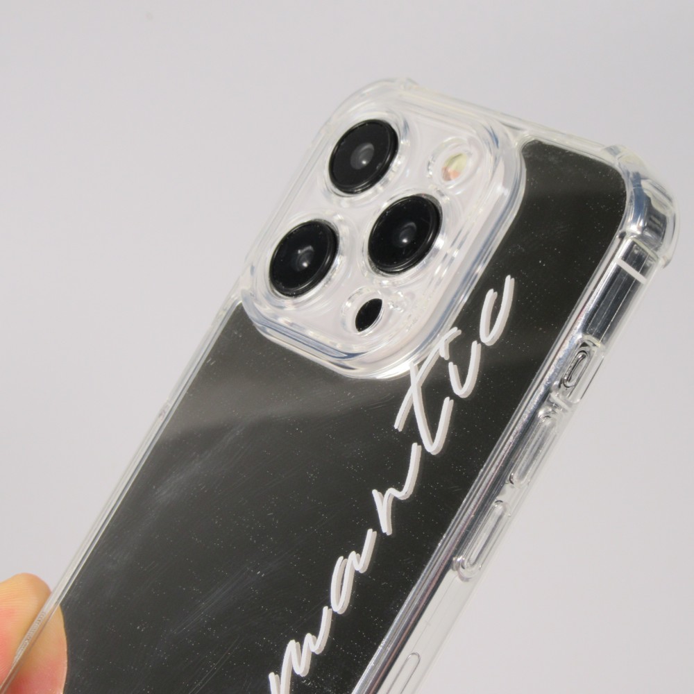 Coque iPhone 15 Pro - Silicone Miroir Romantic - Argent