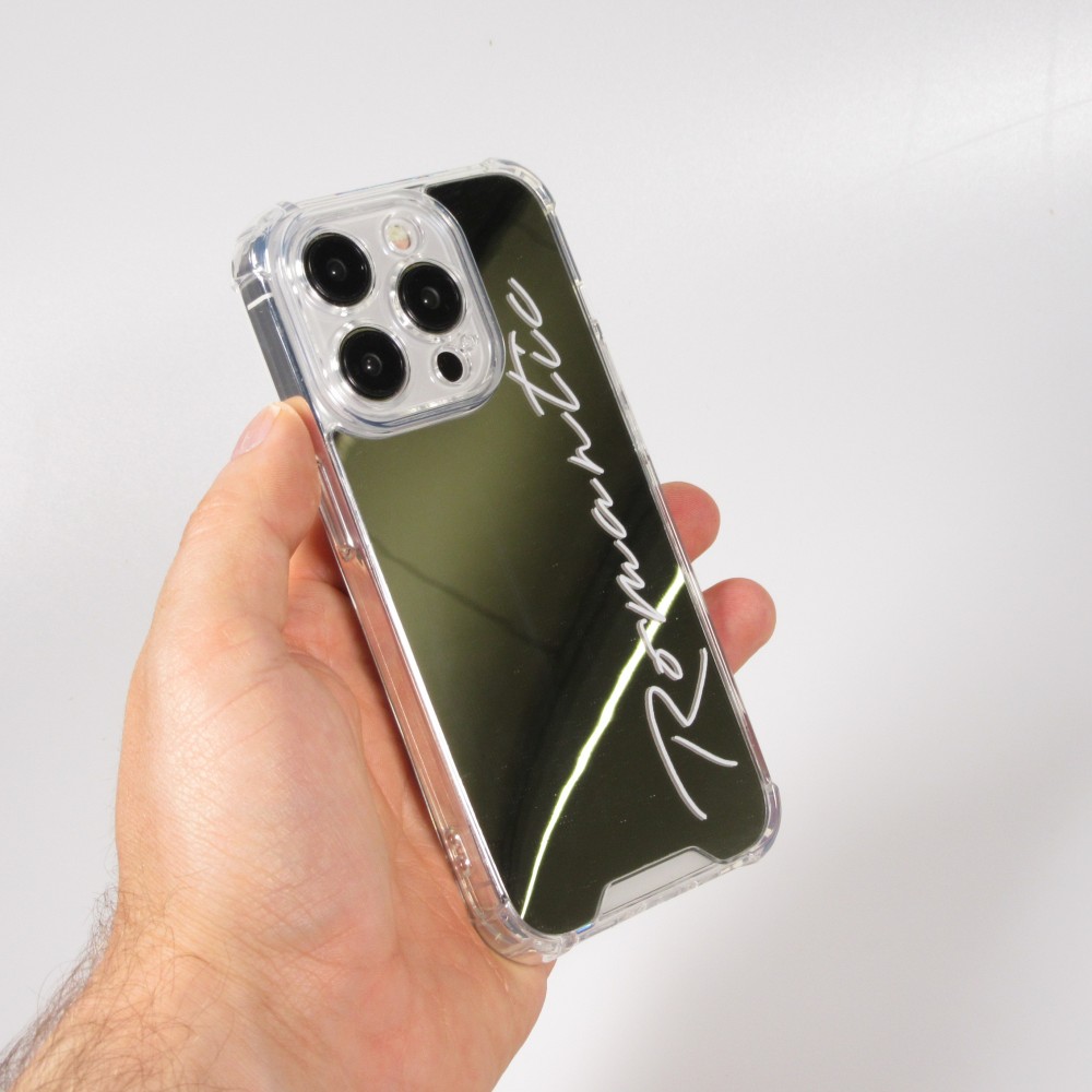Coque iPhone 15 Pro - Silicone Miroir Romantic - Argent