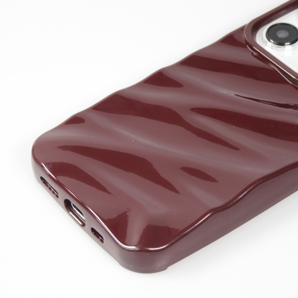 Coque iPhone 15 Pro - Silicone avec forme de vague 3D mat - Violet