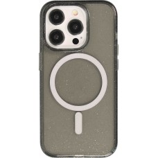 Coque iPhone 15 Pro - Silicone rigide avec dos paillettes et MagSafe - Noir