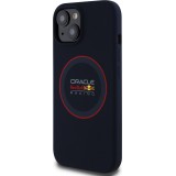 Coque iPhone 15 - Red Bull Racing MagSafe en silicone avec anneau rouge - Bleu