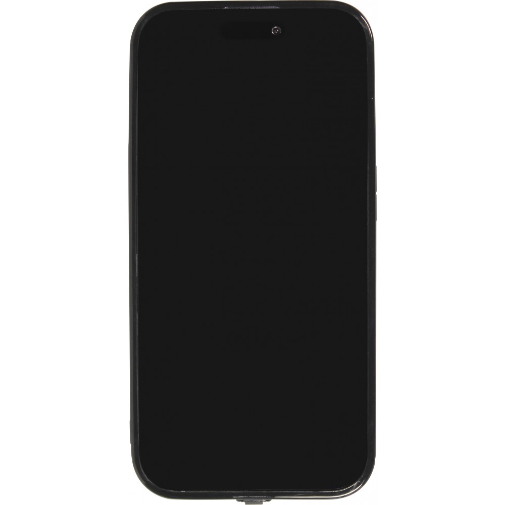 Coque iPhone 15 - Silicone Glossy lumière LED intégrée avec port USB-C - Crazy Smile - Noir