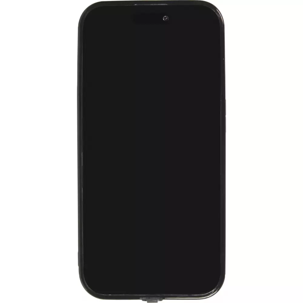 iPhone 15 Case Hülle - Silikon Glossy integriertes LED Licht mit USB-C Anschluss - Crazy Smile - Schwarz