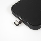 Coque iPhone 15 - Silicone Glossy lumière LED intégrée avec port USB-C - Crazy Smile - Noir
