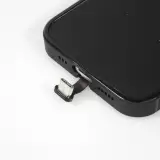 iPhone 15 Case Hülle - Silikon Glossy integriertes LED Licht mit USB-C Anschluss - Crazy Smile - Schwarz