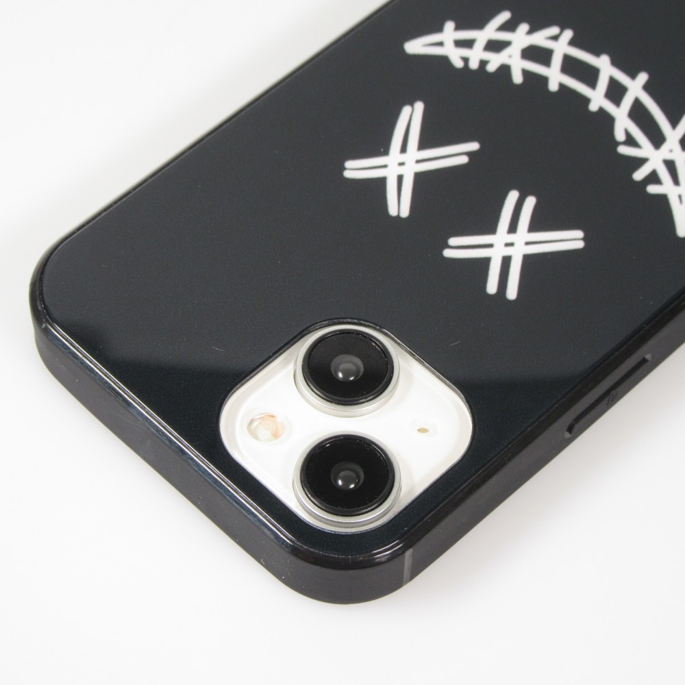 Coque iPhone 15 - Silicone Glossy lumière LED intégrée avec port USB-C - Crazy Smile - Noir