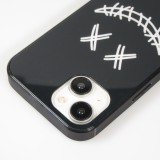 Coque iPhone 15 - Silicone Glossy lumière LED intégrée avec port USB-C - Crazy Smile - Noir