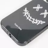 iPhone 15 Case Hülle - Silikon Glossy integriertes LED Licht mit USB-C Anschluss - Crazy Smile - Schwarz