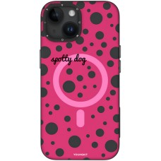 Coque iPhone 15 - Youngkit Colorful Polka Dots Case avec Magsafe - Rouge
